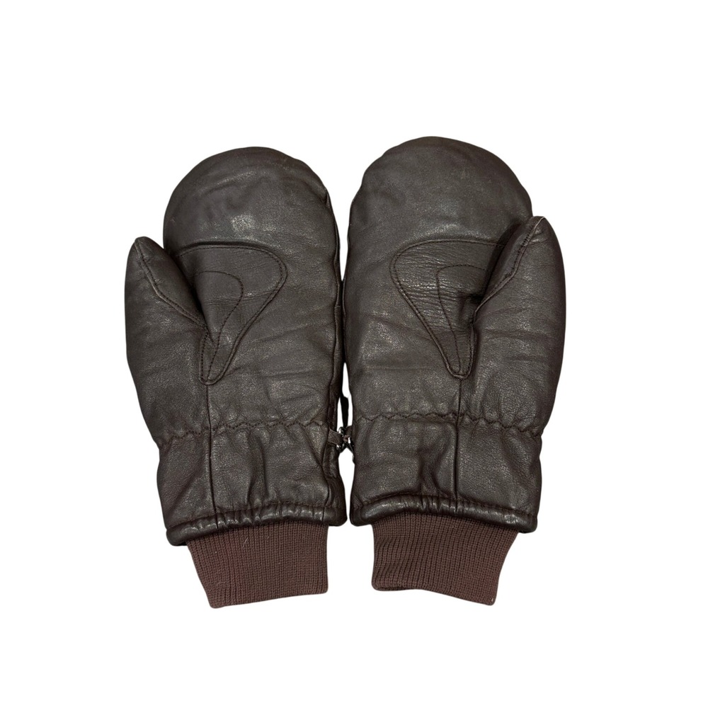 Aris Mittens Mens Medium Brown Softan Leather Down Filled Vintage Winter Ski